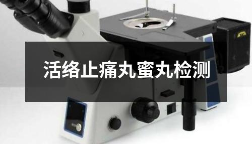 活絡(luò)止痛丸蜜丸檢測