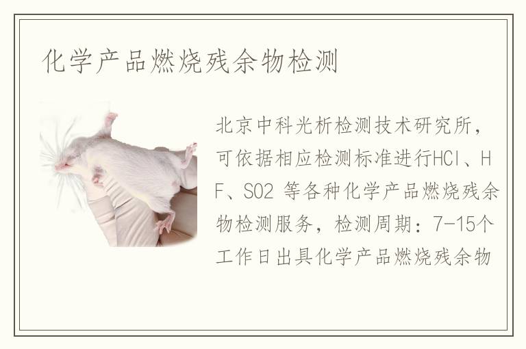 化學(xué)產(chǎn)品燃燒殘余物檢測(cè)