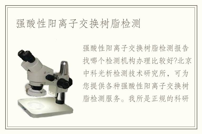 強酸性陽離子交換樹脂檢測