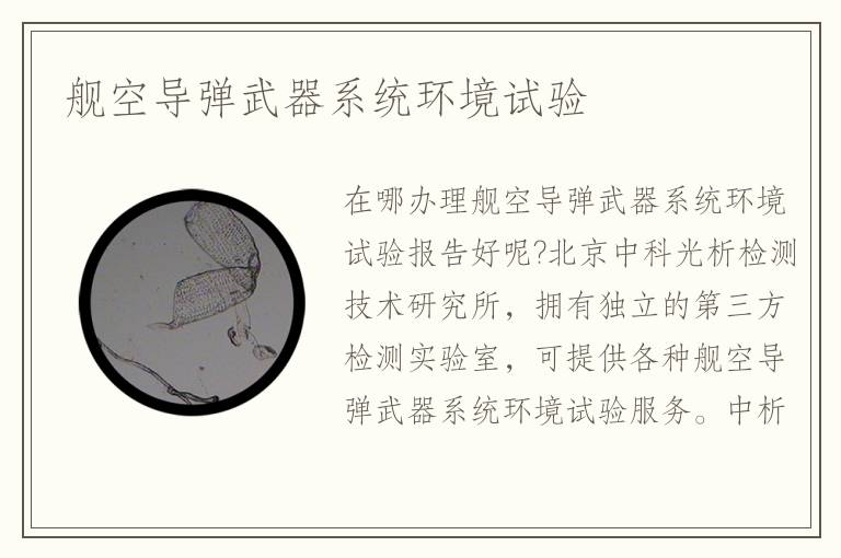 艦空導彈武器系統(tǒng)環(huán)境試驗