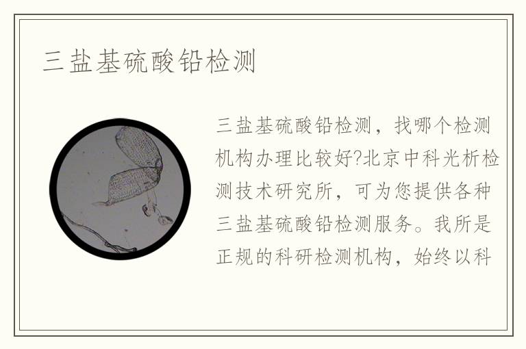 三鹽基硫酸鉛檢測