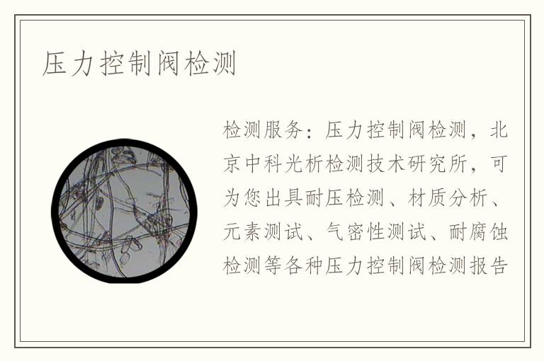 壓力控制閥檢測(cè)